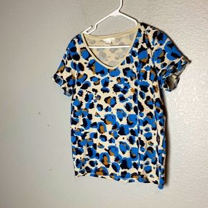 H&M Ruffle sleeve Print Tee Shirt Size Small